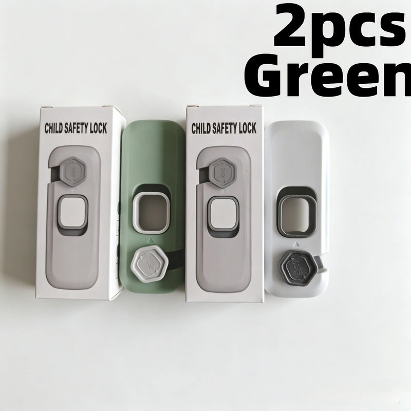 2Pcs child Safety Lock 360° Rotatable Cabinet Fridge Lock, Strong No-Trace Adhesive, No Drilling Childproof Anti-Opening Lock