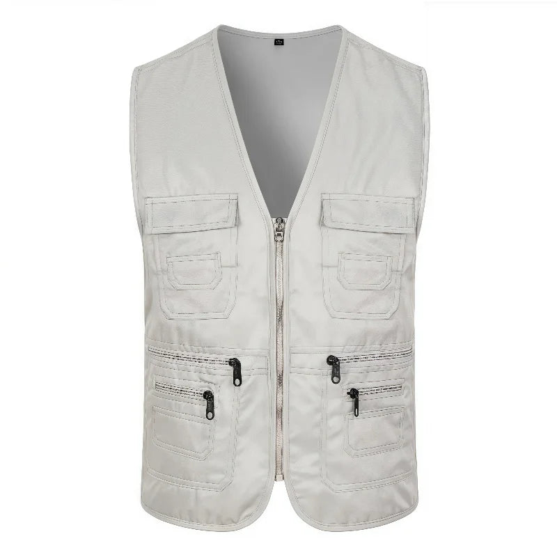 Male Outerwear Vest Thickened Zipper Work Vest Custom Printing Logo Multi-Pocket Activity Vest Team Workwear 9 Colors
