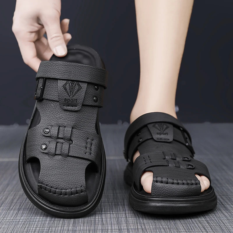 Men's high-quality Baotou casual sandals summer breathable soft-sole outdoor waterproof beach shoes youth dual-purpose slippers