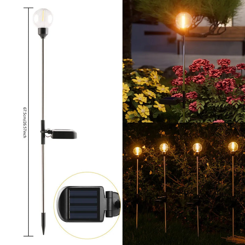 2pcs Solar Outdoor Garden Light Household Rainproof Tungsten Lawn Ground Lamp Atmosphere Decorative Wireless Street Light