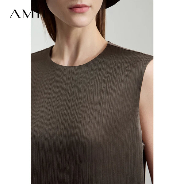រ៉ូប Amii Minimalist រដូវក្តៅឆ្នាំ ២០២៦ ថ្មី ក O សាទីន ឆើតឆាយ ម៉ូដធ្វើដំណើរ អាវរលុង ខោជើងធំធម្មតា ដាច់ដោយឡែកពីគ្នា 12542042