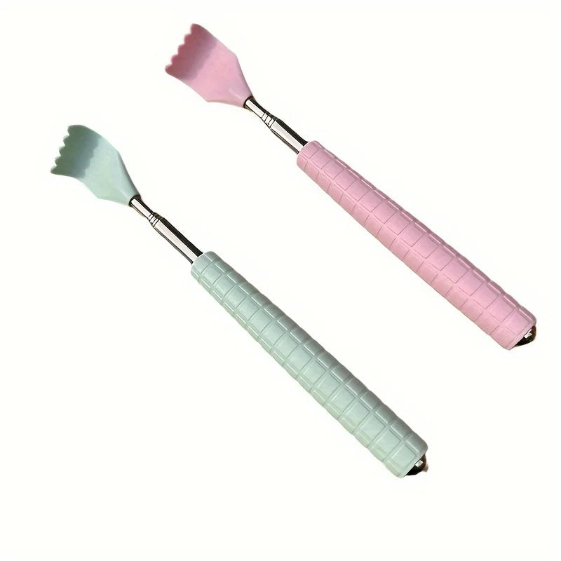 Extendable Back Scratcher, Stainless Steel Portable Telescopic Rubber Handle Back Scratchers，Portable Acupoint Massager scalable