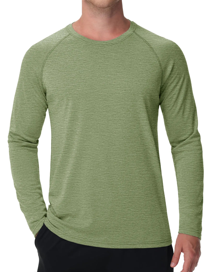 TACVASEN UPF 50+ Workout T-shirts Mens Quick Dry Long Sleeve Athletic Shirts Performance Sports Running Tee Tops Sun Protection