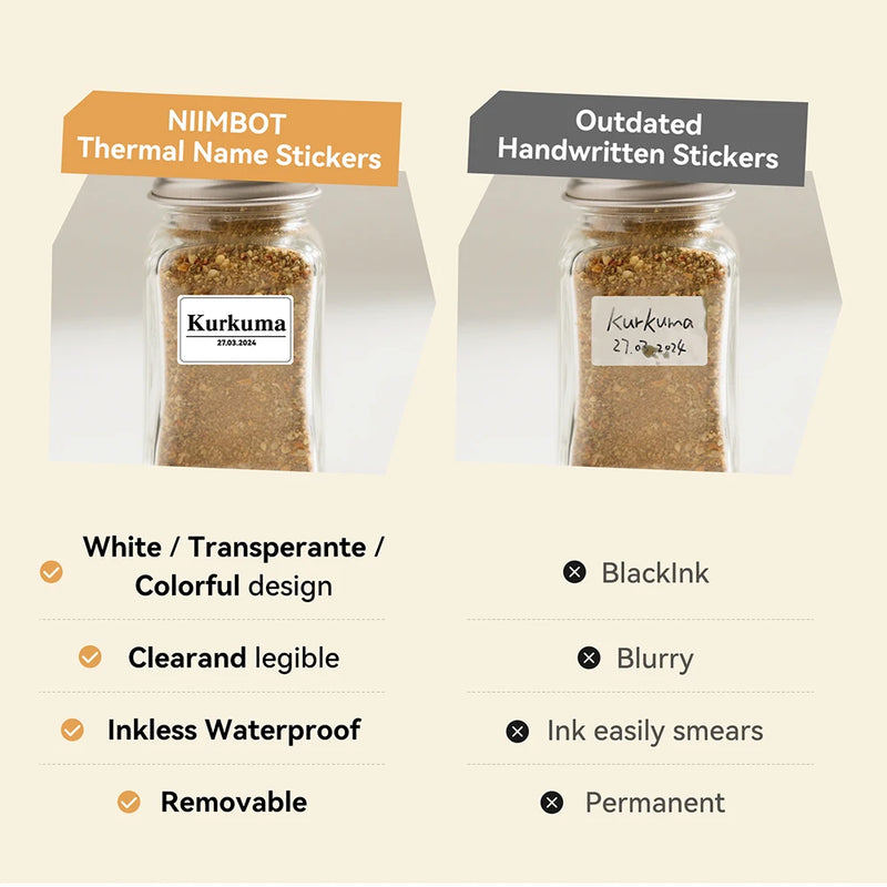 1 Roll NIIMBOT White/Cold Thermal Adhesive Label for B1 B21 B3S B31 B4 Anti-Oil Tear-Resistant Price Tag Home Bussiness Use