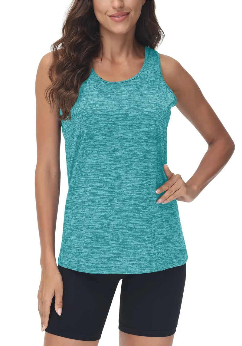 TACVASEN Gym Tops Women Sport Sleeveless T-Shirt Athletic Workout Vest Lightweight Yoga Tee Shirt Summer Breathable Tank Tops