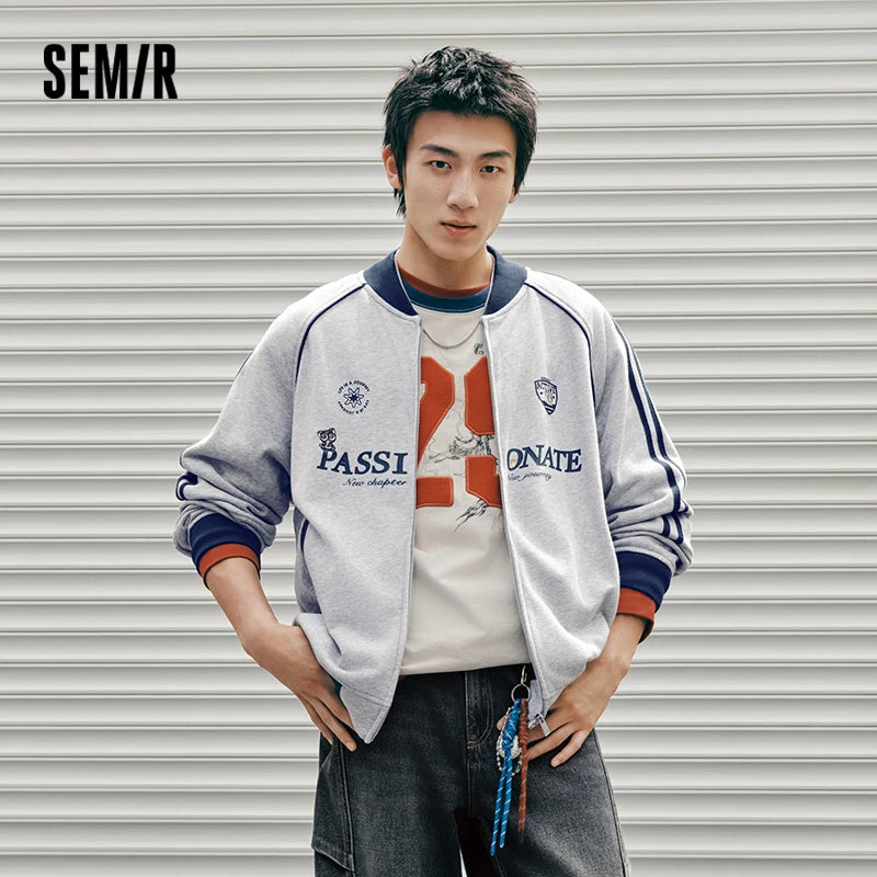Semir Unisex Jacket Baseball Sport Retro 2026 Autumn Trendy Couple Style Casual Cardigan Outerwear Daily Layer Wear