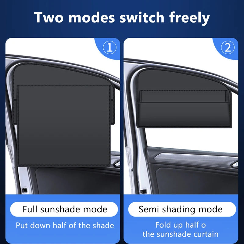 SEAMETAL Magnetic Car Window Sunshade Double Layer Sunshade Full/Semi Shading Car Curtain Front Rear Parasol With Storage Pocket
