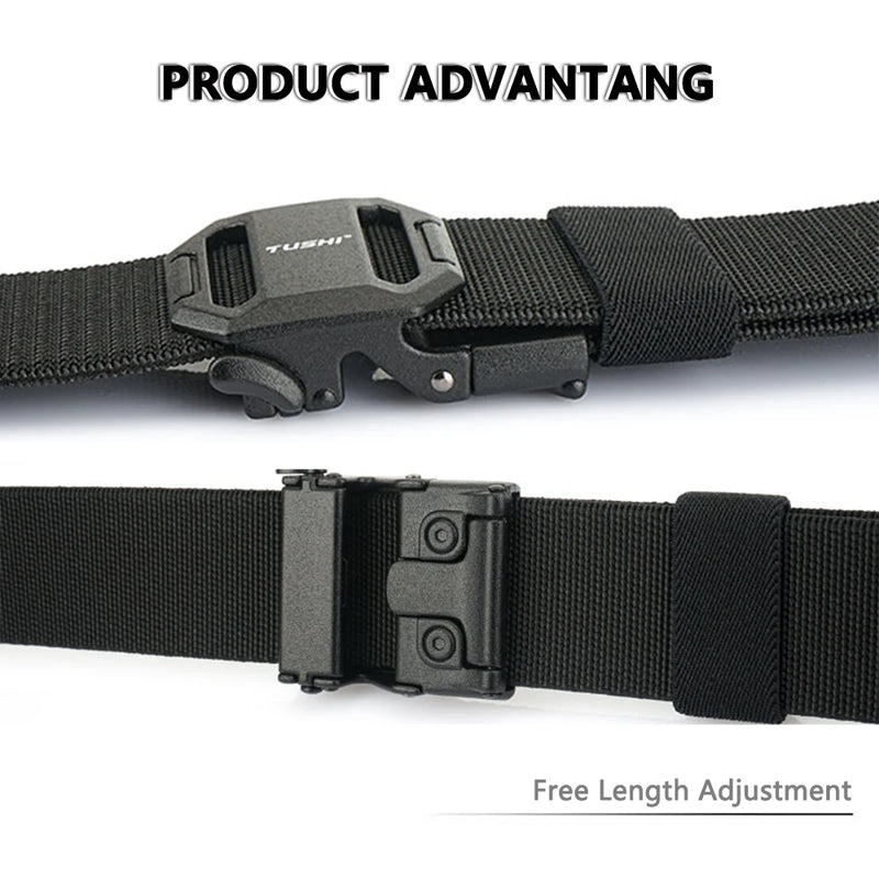 TUSHI New 3.8CM Golf Sports Elastic Belt Tactical Belt Metal Automatic Buckle Tough Stretch Nylon Men Military Belt 120CM-150CM