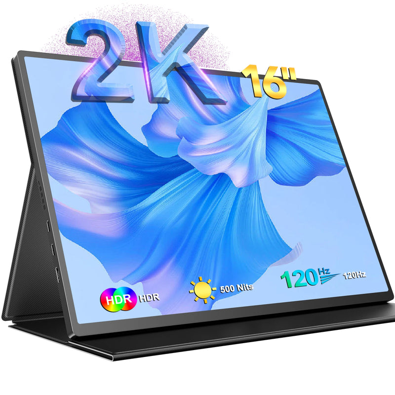 UPERFECT 16" 2K Portable Monitor 2560*1600 16:10 100%sRGB 500Cd/m² 120Hz Gaming Display For Xbox PS5 Switch Laptop Mac Phone