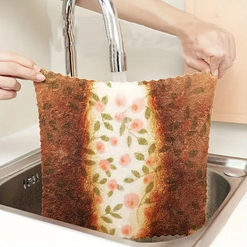 5/10pcs Coral Fleece Cleaning Towels,Super‑Absorbent Quick‑Dry,Reusable,Square Towels for Kitchen,Washing and Furniture Care