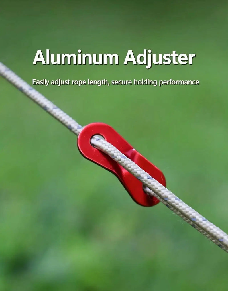 4m Outdoor Reflective Rope Wind Rope Buckle for Umbrella Tent Fixing Skylight Night Light Camping Adjustment Buckle