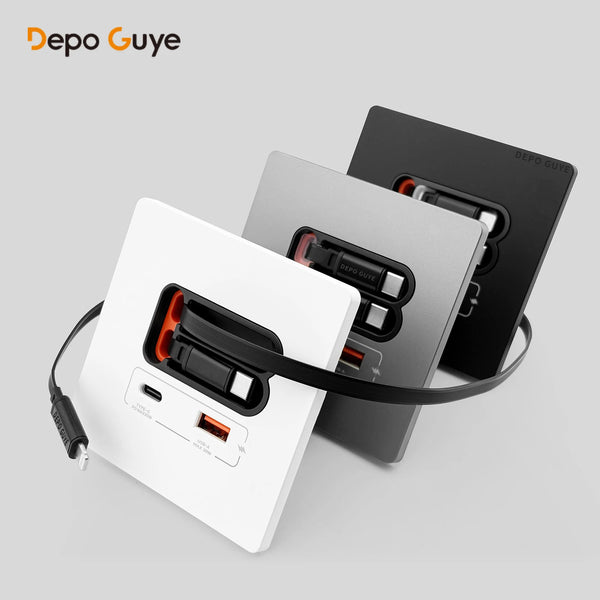 EU Universal 20W USB C Smart Wall Socket Panel Dual Type-C Fast Charge Ports Mobile Phone Charging Outlet