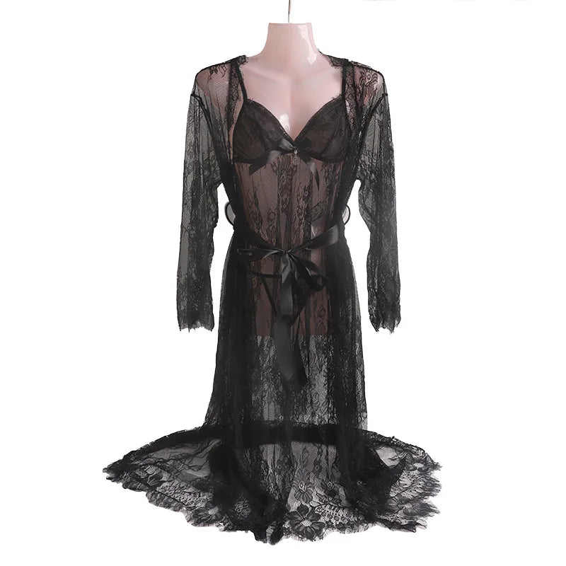 Lace Linerie Women Nightdress Sexy Sleepwear Gowns Night Wear Dress Two Pieces Set Ladies Nightgowns Nuissette Femme Nuit