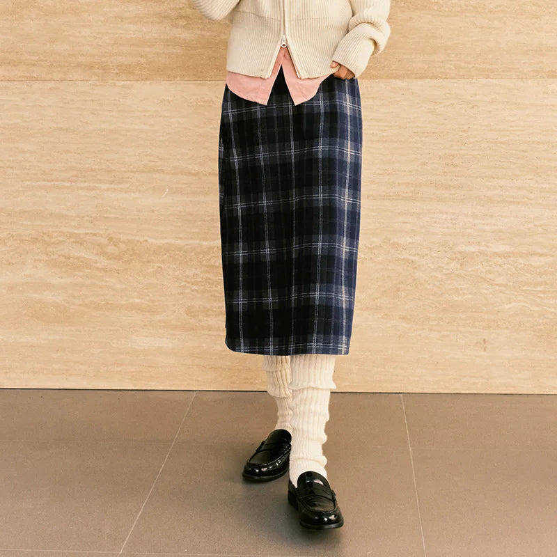 Semir Women Skirt Plaid Faux Wool Long Split A Line Vintage Smart Casual Winter Midi Skirt Urban Workwear Style 2026