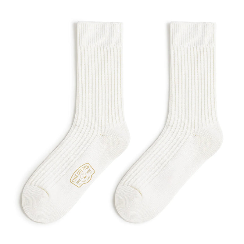Maden Men‘s Waffle Weave Mid-Calf Socks 3Pairs Knitted Cotton Thick Socks for Autumn Winter Breathable Sweat-Wicking Long Sock