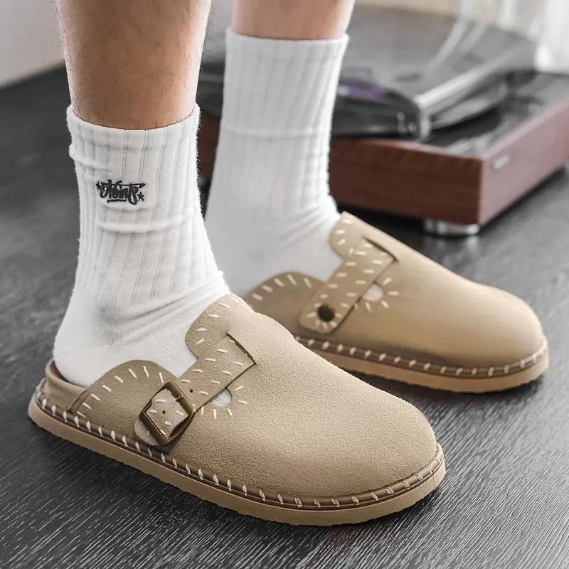 Men's Mules slip on casual shoes new summer breathable light soft-sole anti-slip outdoor fashion versatile walking semi slippers
