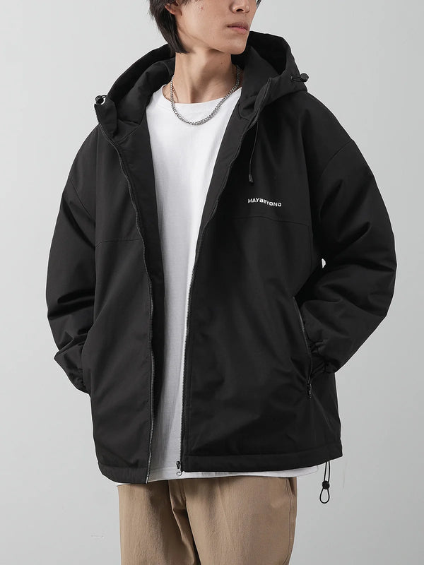 DUKEEN Men's Thick Cotton-Padded Jacket Warm Winter Hooded Coat Insulated Outdoor Proofwahter Softshell Hiking Jacket