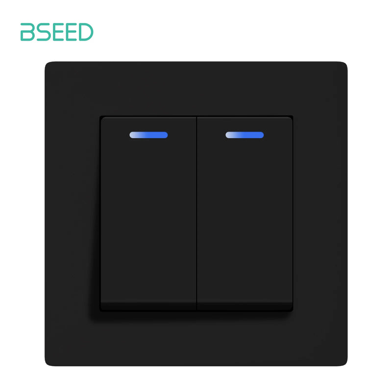 BSEED New Type 1/2Gang 1Way Mechanical Button Switch Light Switch Plus Wall Power Socket With Claws Plastic Panel EU Outlets