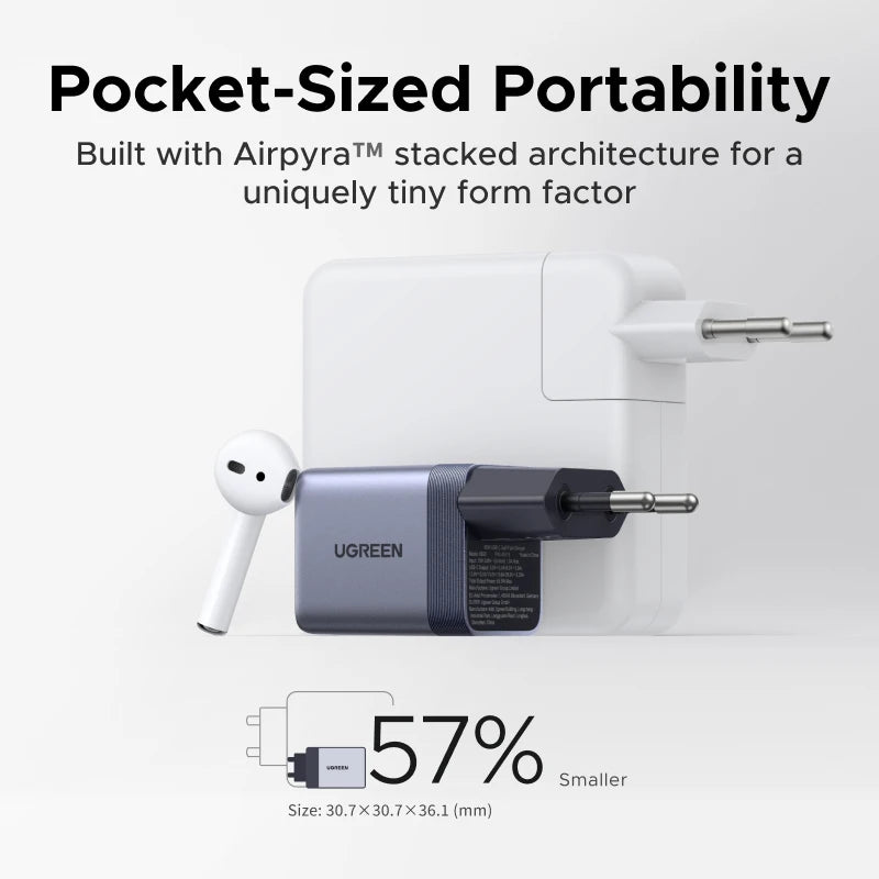 【Ultra Mini】UGREEN Nexode Air  45W GaN Charger USB C Fast Charger PD3.0 PPS For iPhone 18 17 Pro Samsung S26  Tablet Macbook Air