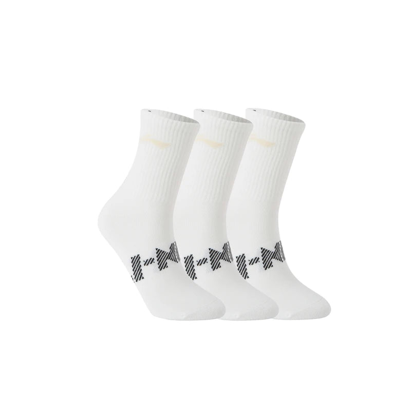 ស្រោមជើង Li-Ning Unisex Sport Style 3គូ ទំហំ 22-28សង់ទីម៉ែត្រ មានខ្យល់ចេញចូលបានល្អ មានផាសុកភាព ស្រោមជើង LiNing សម្រាប់បុរស និងស្ត្រី ទាន់សម័យ AWTV007