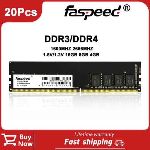 20Pcs Memoria Ram DDR4 16GB DDR3 8GB 4GB 1600 2666 MHZ 288Pin 240Pin NON-ECC UDIMM DDR 3 DDR 4 Ram Memory For PC Desktop