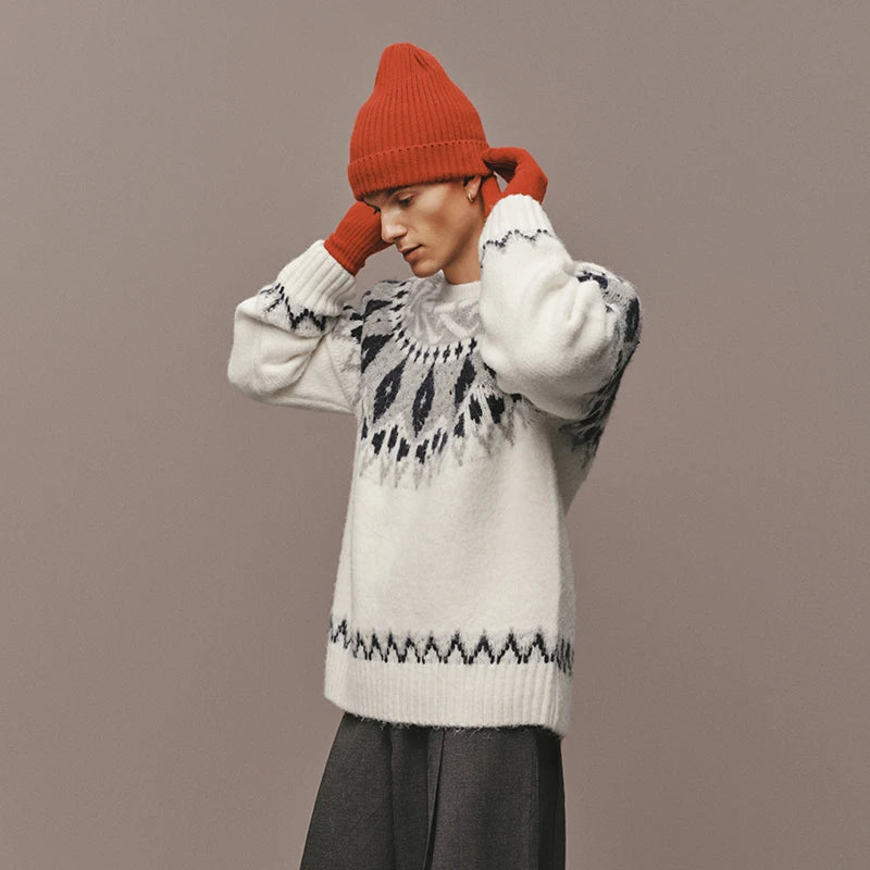 Semir Knitted Sweater Men Winter Iridescent Yarn Fair Isle Jacquard 2025 New Couple Retro Pullover Sweater Men'S Clothing