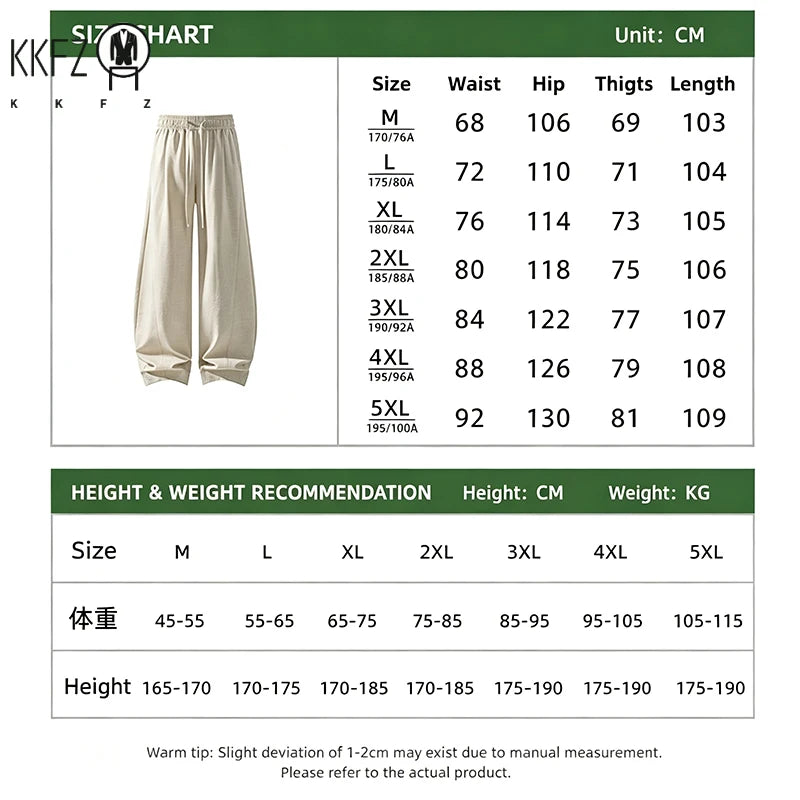 Youth Casual Floor Length Pants For Males Wide Leg Elastic Waist Light Textured Cloth Travel Friendly Long Bottom Wear