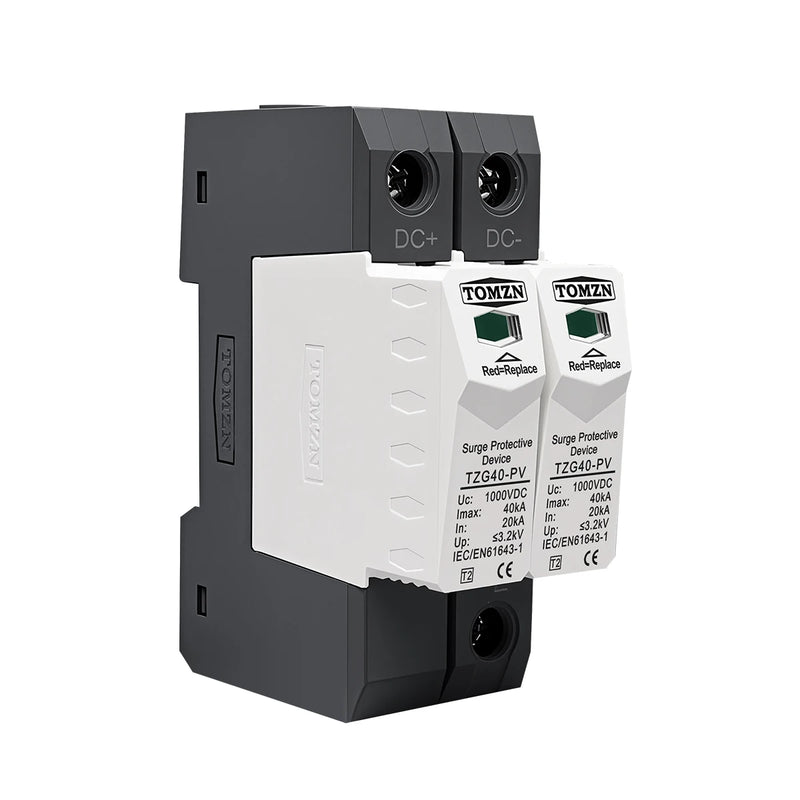TOMZN DC SPD 2P 500V 600V 800V 1000V 20-40KA Din Rail Solar Outdoor Power Protection Protective Device Surge Protector Surge
