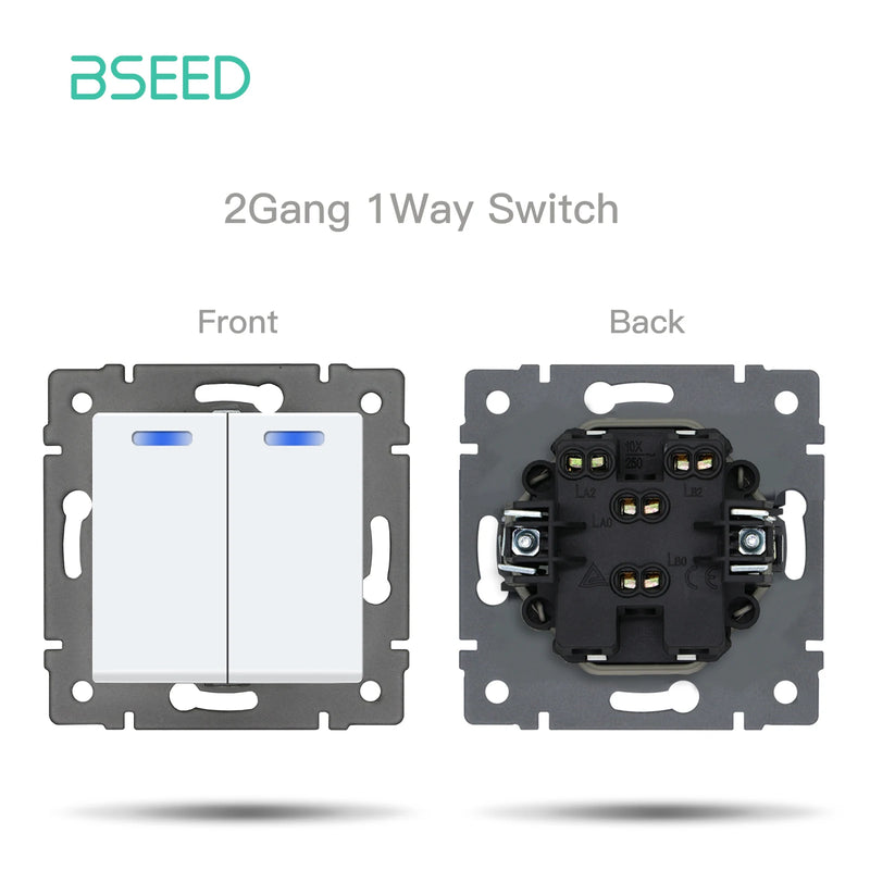 BSEED Wall Button Switch 1/2Gang USB Type-C Wall Socket Module Part Internet TV Telephone Socket Plastic Frame DIY Function Part