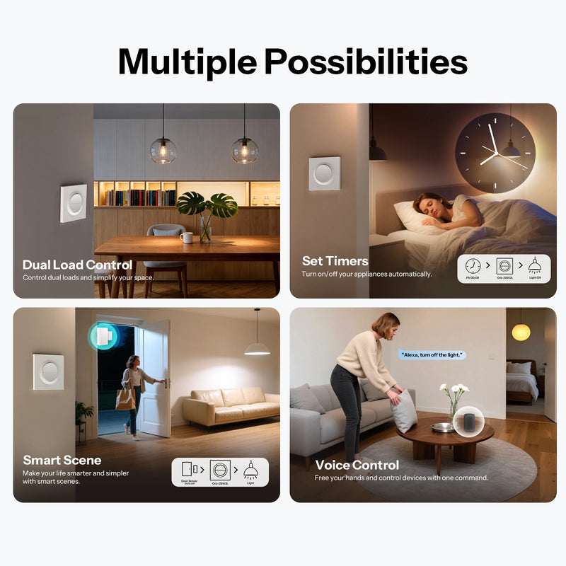 SONOFF Orb-ZBW2L Zigbee 2-Gang Smart Wall Switch MINI-ZB2GS-L-E No Neutral Wire 12A Total Load Dual-Channel Overload Protection