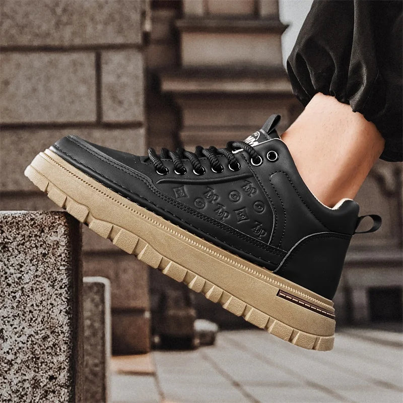 Men's thick-sole higt top casual boots Four seasons light non-slip comfort outdoor boots Fashion youth walking sports work boots