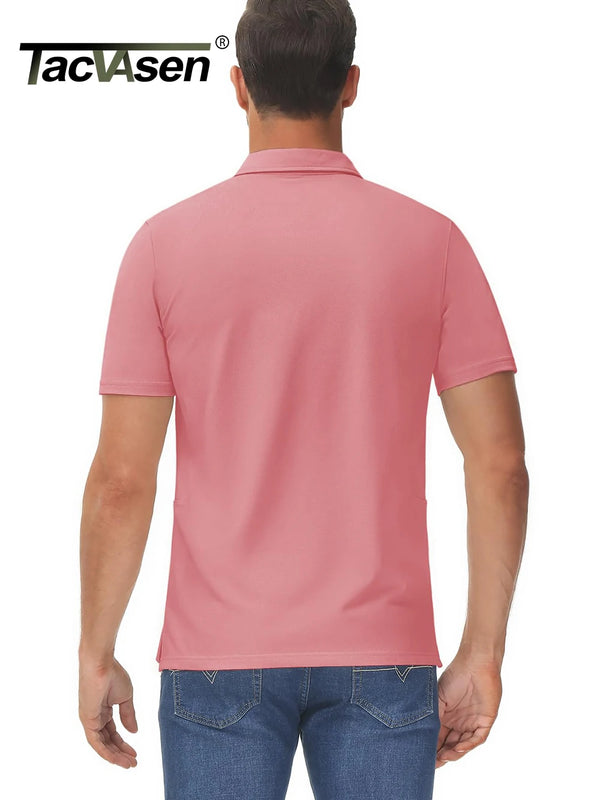 TACVASEN Summer 72% Cotton Polos T-shirts Mens Breathable Golf Polo T-Shirt Active Sport Hiking Tee Shirts Casual Work Tops Male