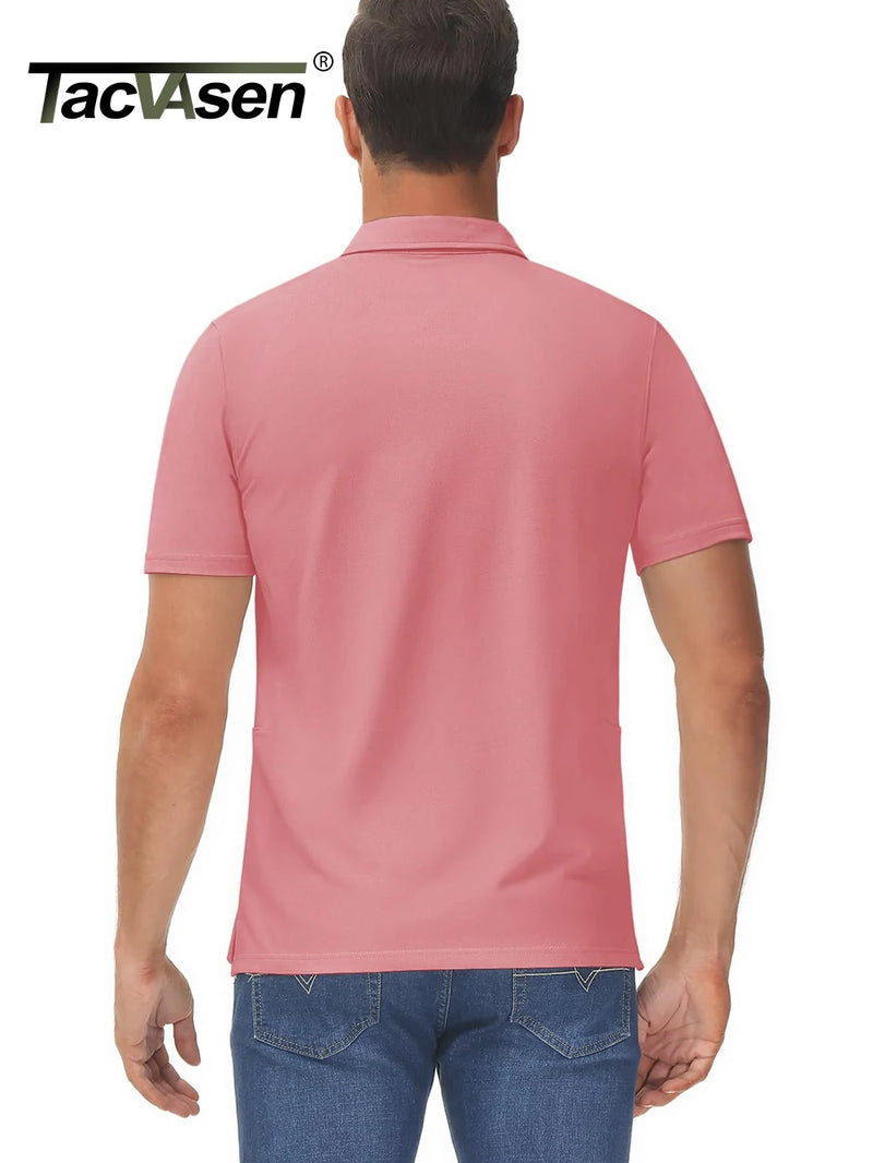 TACVASEN Summer 72% Cotton Polos T-shirts Mens Breathable Golf Polo T-Shirt Active Sport Hiking Tee Shirts Casual Work Tops Male