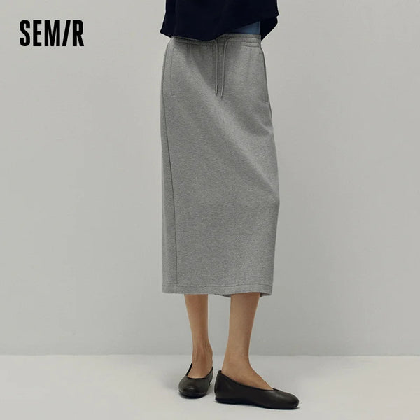 សំពត់ស្ត្រី Semir ប៉ាក់វែងត្រង់ចង្កេះយឺតស្ទីលកីឡាខោធម្មតាបែប Retro សំពត់មីឌីរដូវស្លឹកឈើជ្រុះពាក់ប្រចាំថ្ងៃ 2026