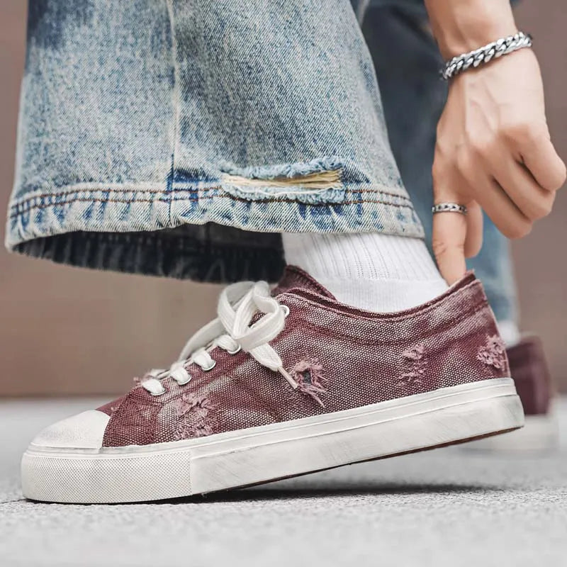 Men's fashion concise casual canvas shoes four seasons breathable light soft-sole versatile outdoor walking sports board shoes