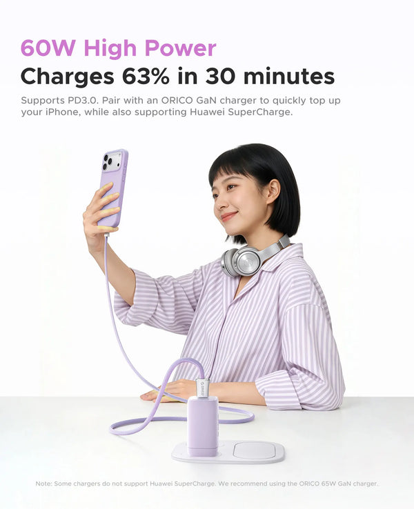 ORICO Aura Charge PD 60W USB Type C To USB C Cable PD 3.0 Fast Charging Charger Wire For Macbook Pro iPad Samsung