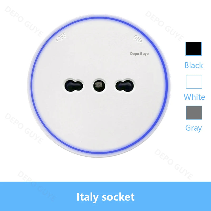 Power Track Socket EU/FR/Italy/Israeli USB Type-C Round Romovable Adapter Home Kitchen Wall Mounted Universal Electrical Outlet
