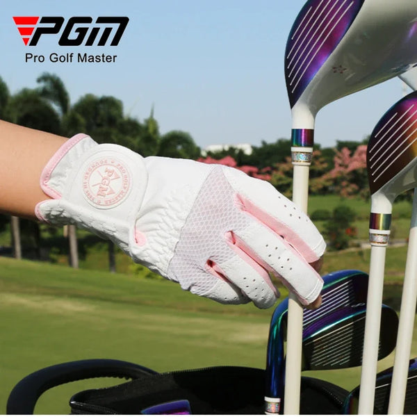 PGM Women Golf Gloves 1 pair Made of Microfiber Fabric Breathable Wear-resistant Anti Slip Soft Color Matching ST031/ST034
