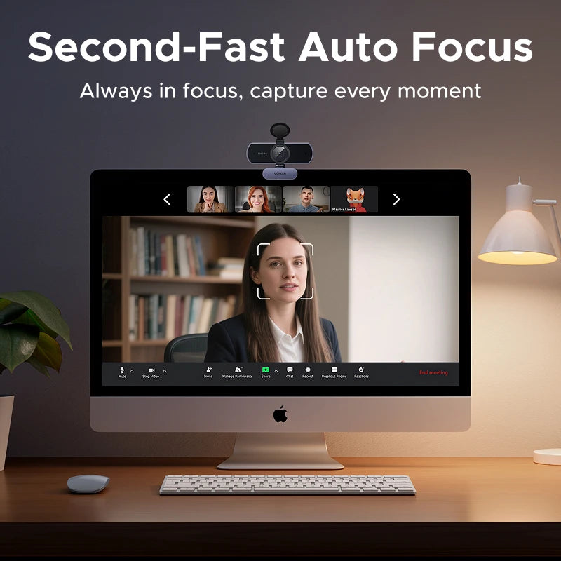 UGREEN 4K FHD 1080P Webcam 8MP for PC, PDAF Auto Focus, Dual Noise-Cancelling Mics, Web cam Camera for Zoom/Teams/Google Meet
