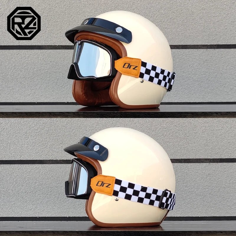 Retro 3/4 Leather  Helmet Motorcycle Helmet Open Chopper Bicycle Helmet Casque Casco Motocicleta Capacete Helmet