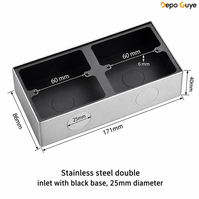86 Type Stainless Steel Surface Mount Box Metal Wall Switch Socket Junction Back Box Universal Electrical Wiring Box20/25mm Hole