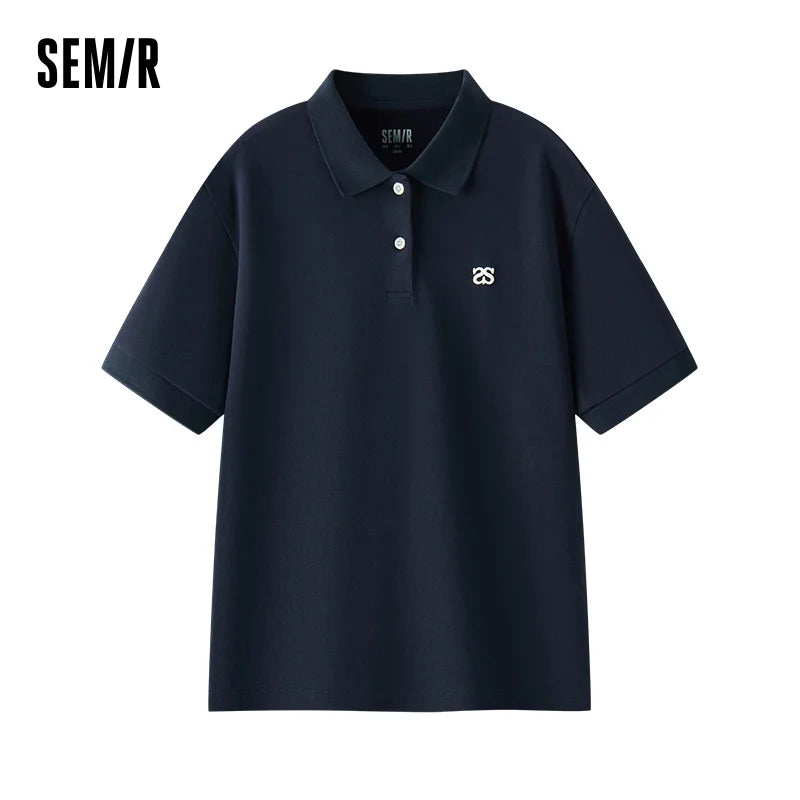 Semir Womens Polo 2026 Loose Dropped Shoulder Embroidered Tops Casual Style Versatile Soft Comfortable Daily Wear