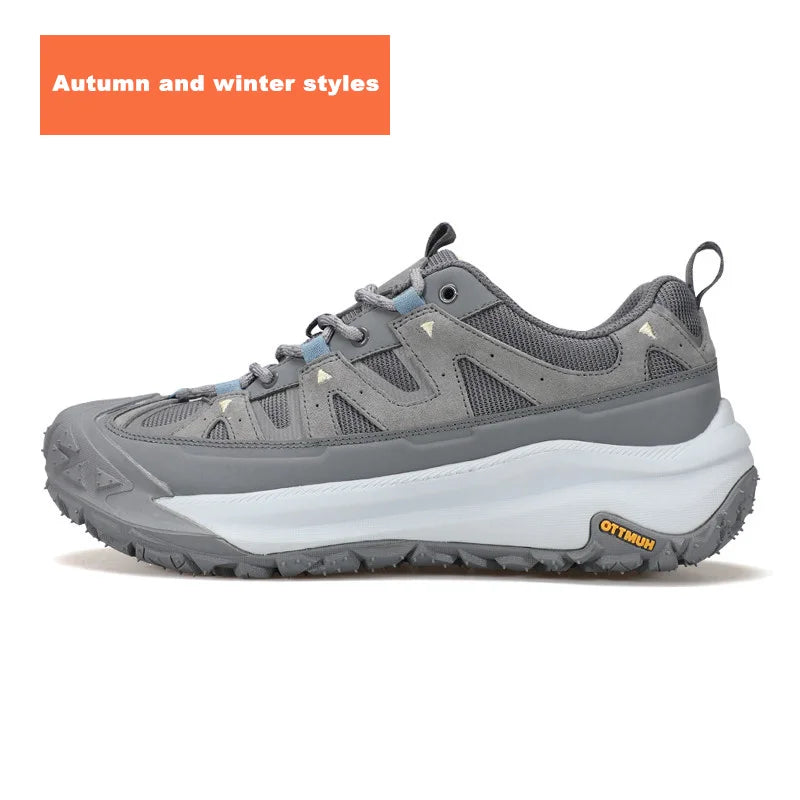 HUMTTO Hiking Men Shoes Non-slip Men's Sports Shoes Leather Safety Walking Outdoor Sneakers for Man Breathable Trekking Boots