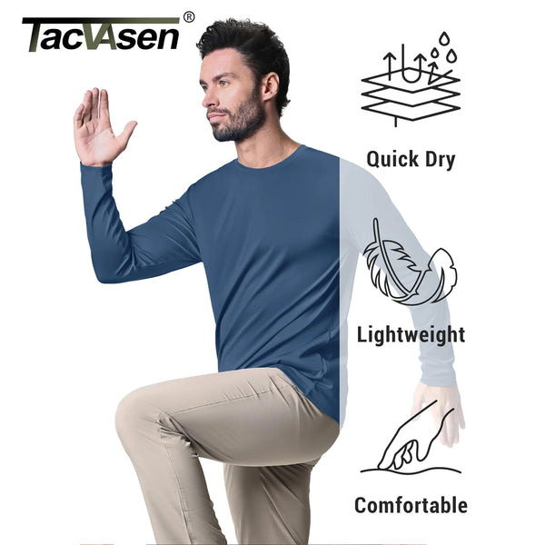 TACVASEN UPF 80+ Sun Protection T-shirts Men's Quick Dry Long Sleeve Athlectic T Shirts Performance Sports T-shirts Rash Guard