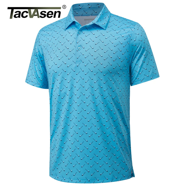 TACVASEN Mens Polo Shirts Casual Short Sleeve Print Patterns Collared Shirt Performance Moisture Wicking Golf Polos Work Polos