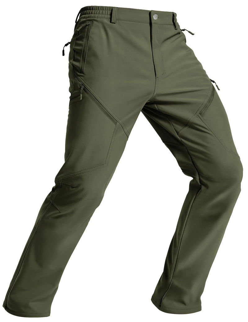 TACVASEN Men's Winter Hiking Pants Fleece Lined Waterproof Softshell Snow Ski Insulated Work Cargo Pants with 6 Zip Pockets