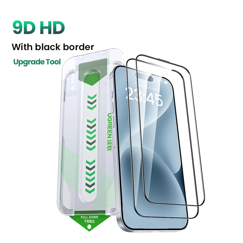 UGREEN for iPhone 16 15 14 13 12 Pro Max Screen Protector for iPhone 16 Plus Tempered Glass for iPhone 15 XR Glass 9D Films