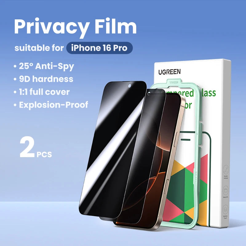 UGREEN 2PCS Privacy Screen Protector For iPhone 17 16 Pro Max Anti-Spy Tempered Glass For iPhone 17 Air Screen Protectors