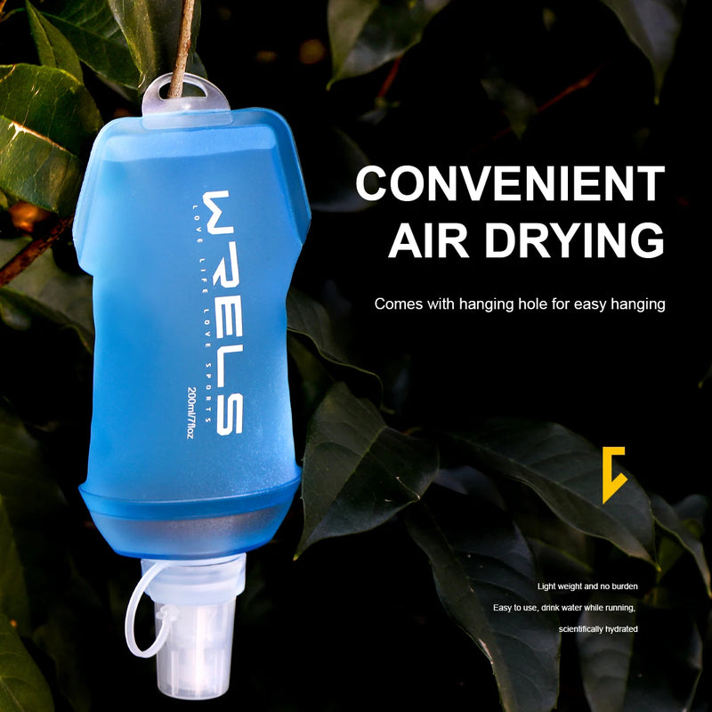 WRELS Sport Water Bottle Soft Folding TPU Soft Flask Water Bag Light BPA Free Outdoor Sports Fitness Running Portable Kettle
