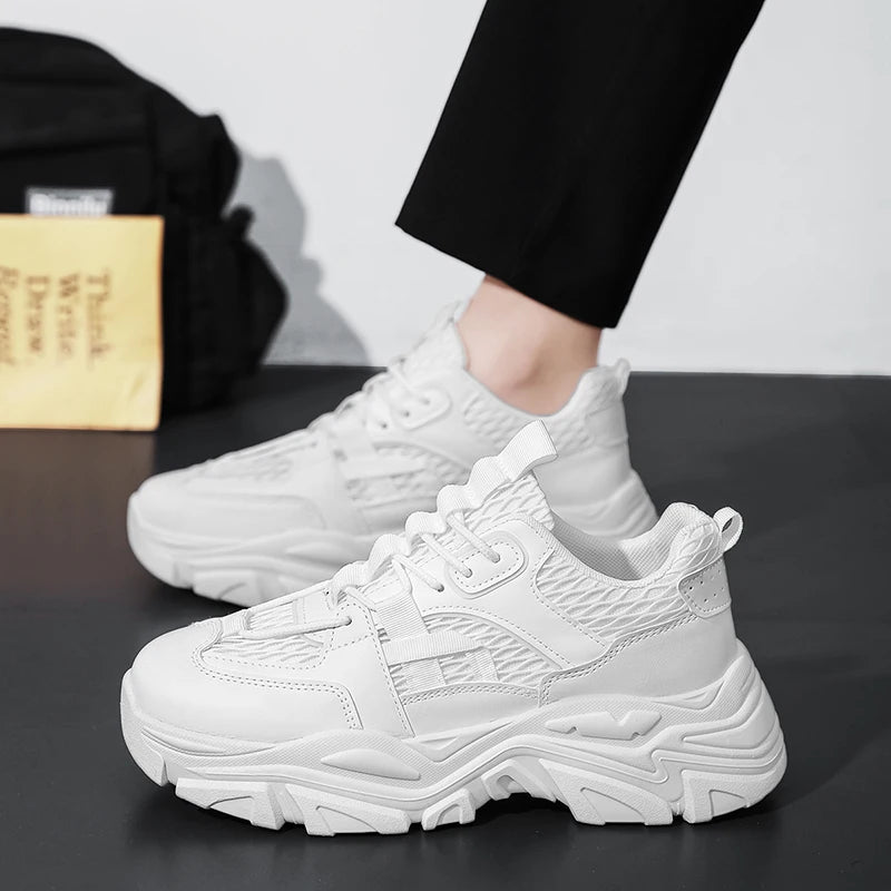 Men's Thick sole casual sneakers summer new soft-sole anti-slip breathable lightweight running shoes student speed sports shoes